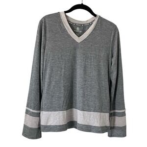 FREE 2 B Size Women Small Long Sleeve Activewear‎ V Neck Yoga Soft Stretchy Gray